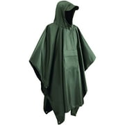 Prolriy Rain Ponchos for Adults Hooded Portable Rain Poncho for Hiking Camping Fishing Ponchos Adult Army Green One Size